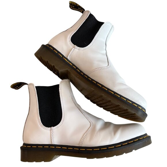 Dr Martens 2976 YS chelsea boots smooth white leather mens 10 womens 11 docs - Picture 7 of 13